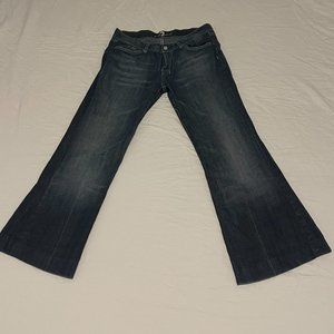 7 For All Mankind Dojo Flare Jeans. Wide Leg Dark Wash. U115019U-019U. Size 29